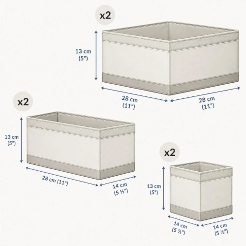IKEA SKUBB Modern Drawer Organizer Set of 6 – White Foldable Storage